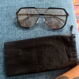 Black Geometric Sunglasses with Case
